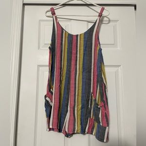 Striped romper with adjustable straps